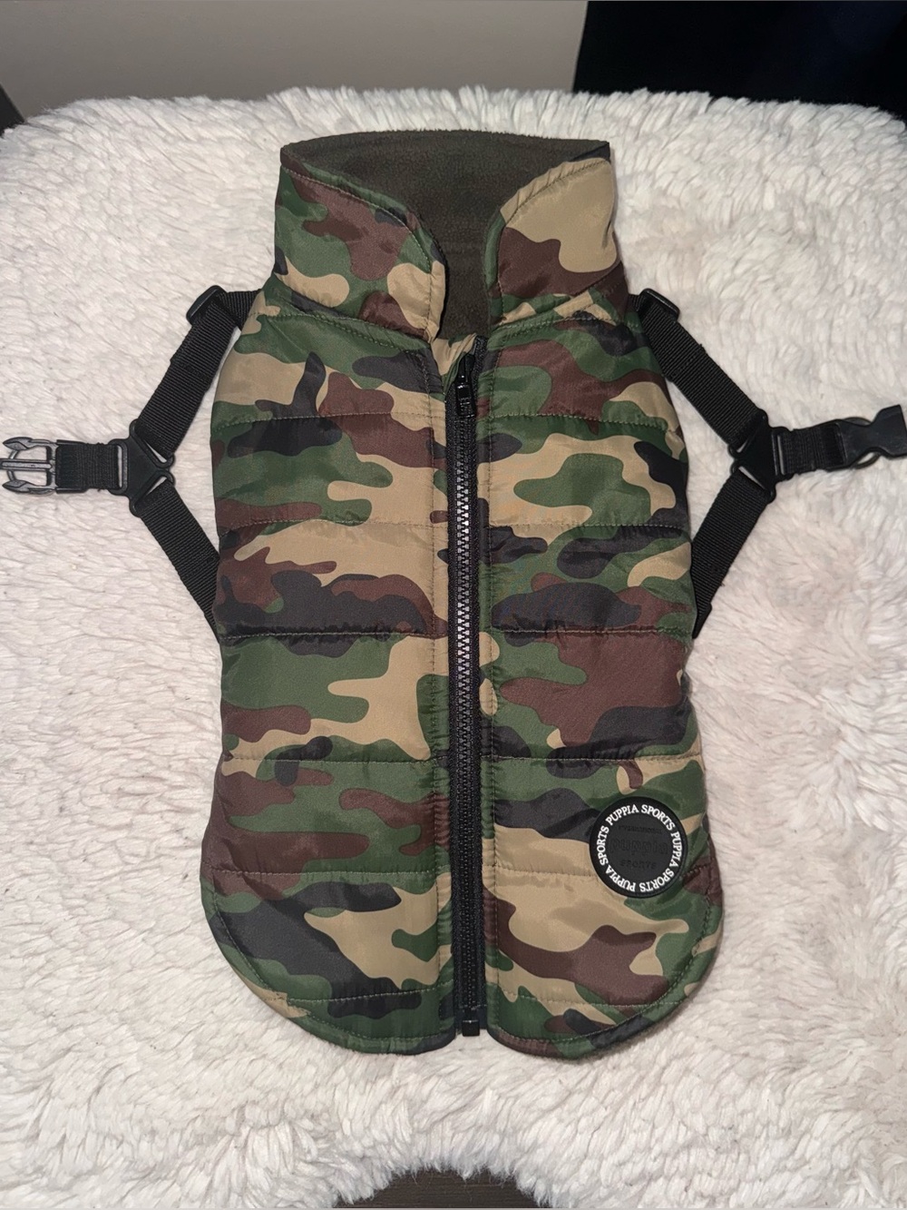 Puppia Mountaineer II Camo Coat With Attached Harness Size Large